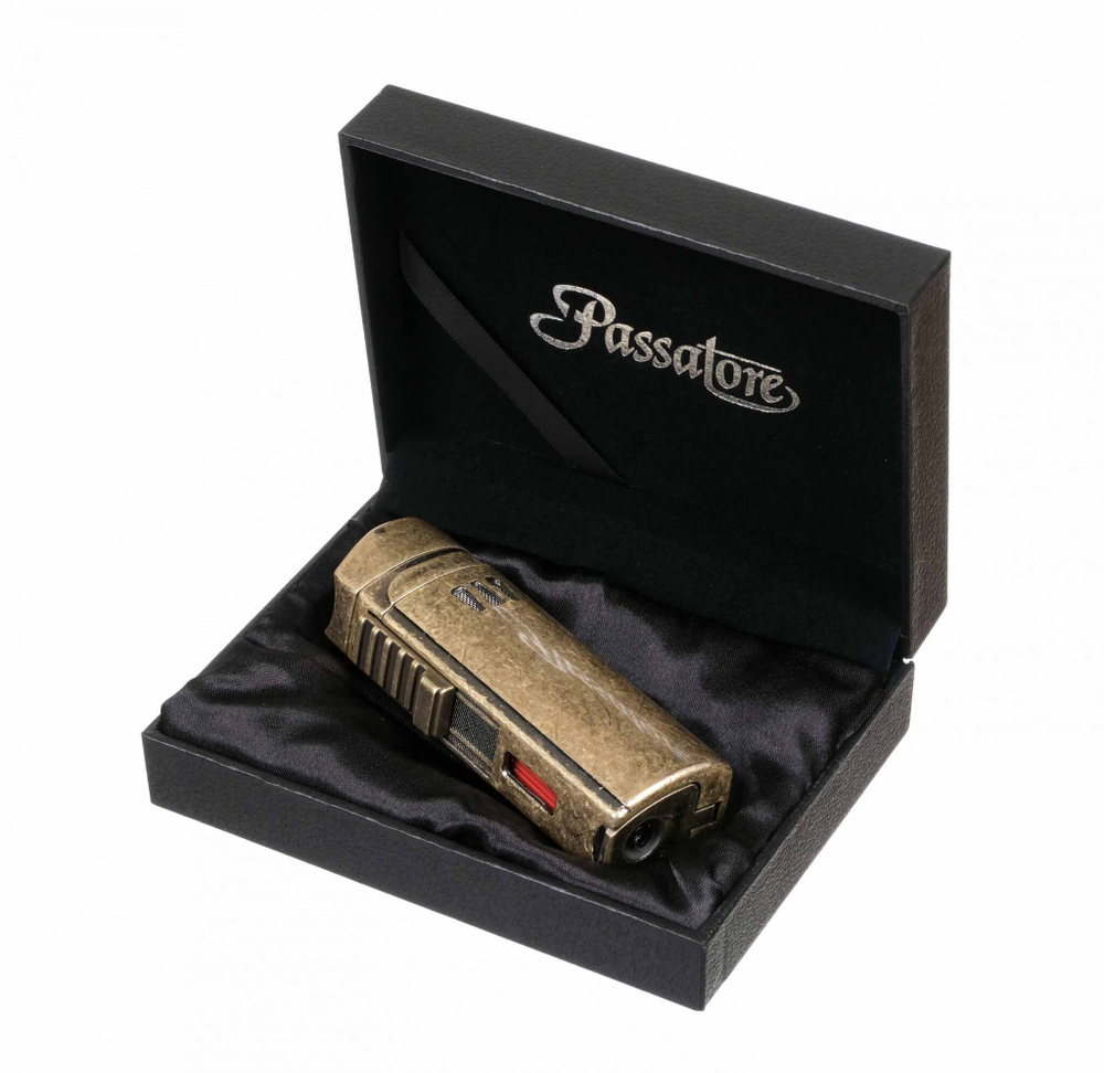 Зажигалка сигарная Passatore, тройное пламя, с пробойником и сигарным ложементом, античная медь