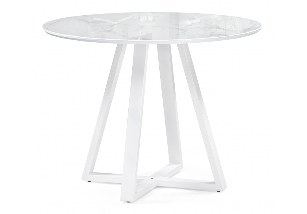 Стол стеклянный Woodville Норфолк 100 белый мрамор, белый