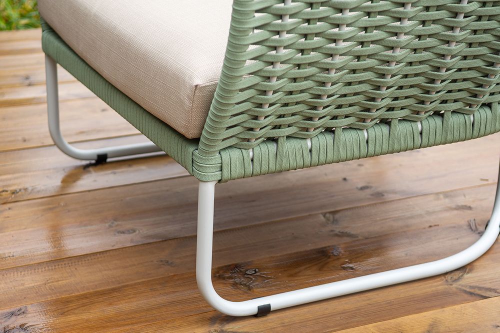 "Фиджи" лаунж-зона 5-местная плетеная из роупа (веревки), каркас алюминиевый светло-серый, роуп зеленый (4204)