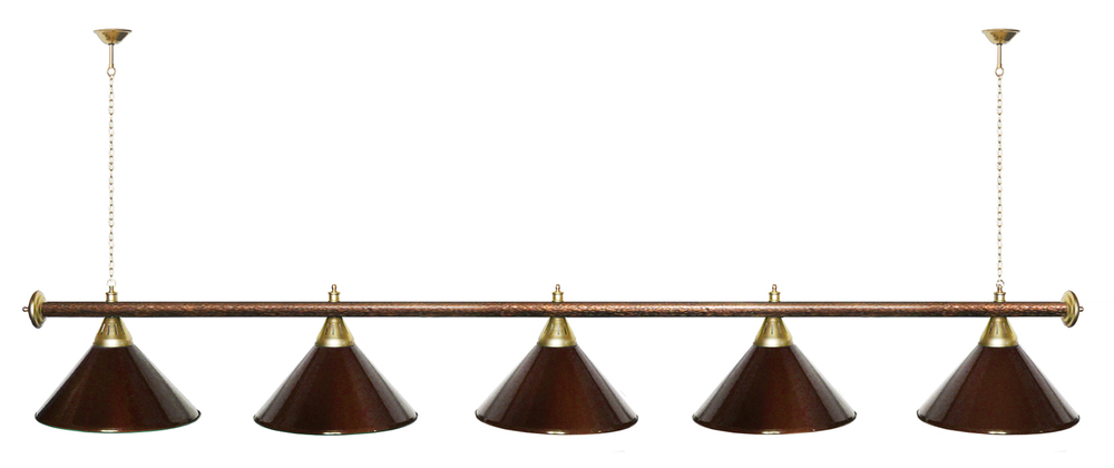 Лампа STARTBILLIARDS 5 пл. (плафоны зеленые,штанга зеленая,фурнитура золото)