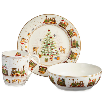 НАБОР ПОСУДЫ LEFARD "C НОВЫМ ГОДОМ" 3 ПР.: САЛАТНИК 800 МЛ, ТАРЕЛКА 19 СМ, КРУЖКА 400 МЛ (КОР=8НАБ.)