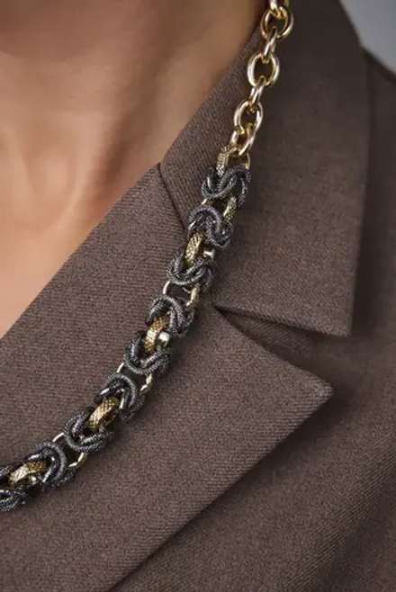 Колье Византия биколор: золото и графит