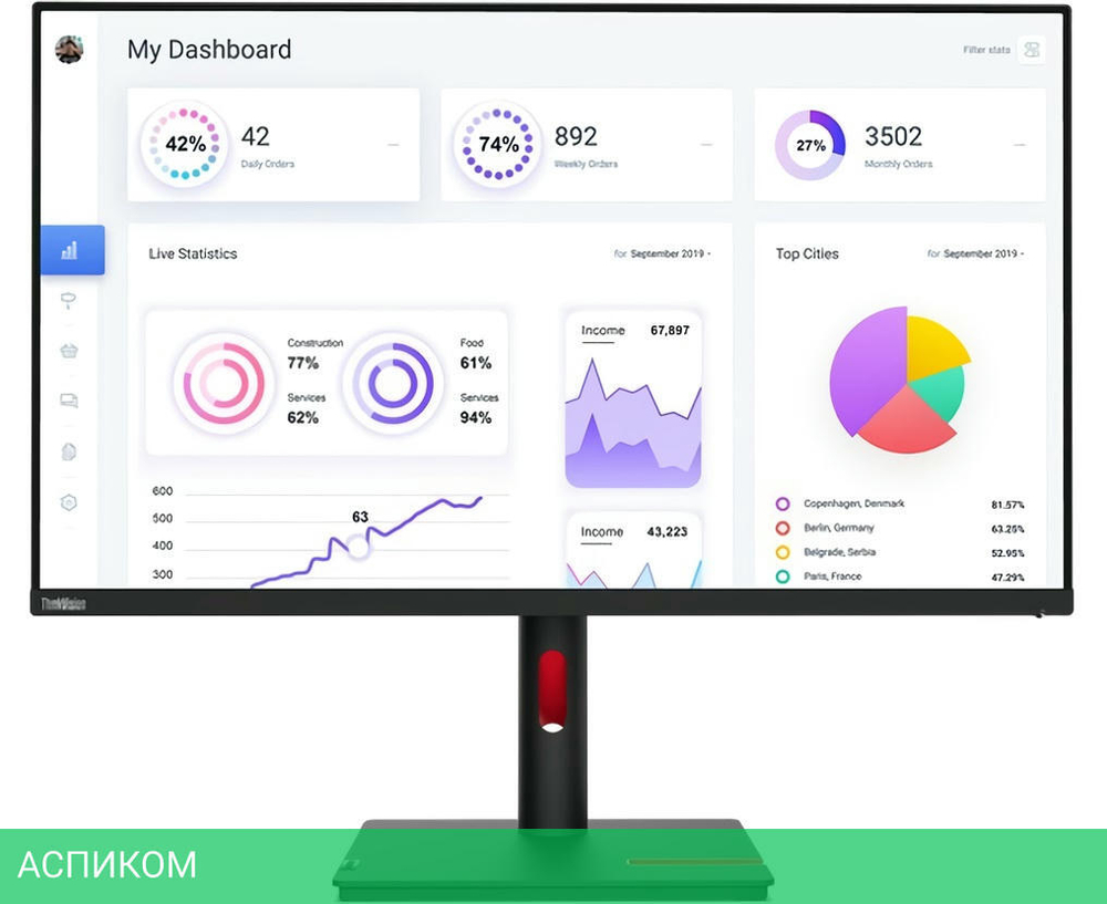 Монитор Lenovo T32p-30 Black/Red (63D2GCR1CS)