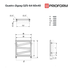 Quadro Zigzag VIP 60x40 (см) полотенцесушитель водяной QZ5-64