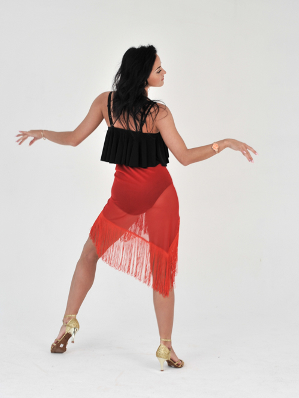 Юбка-платок из сетки с бахромой