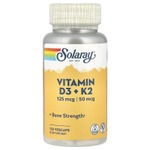 Solaray, витамины D3 и K2, 120 капсул VegCap