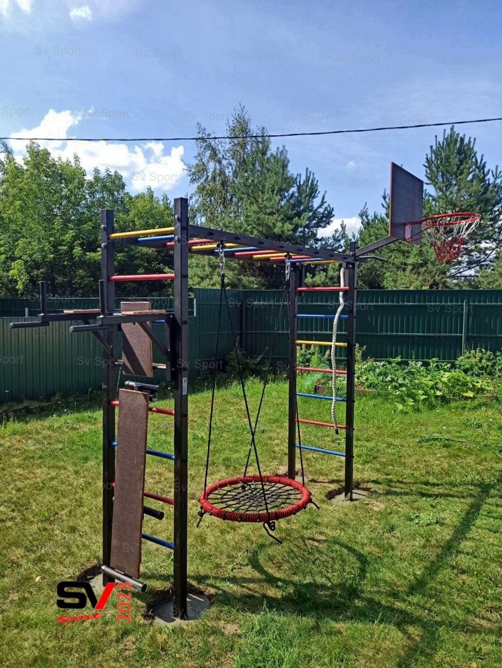 Монтаж уличной шведской стенки Sv Sport Рукоход (4 вертикальных столба)