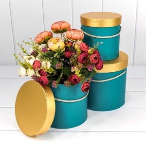 Коробки Цилиндр Набор 3 шт Морская волна