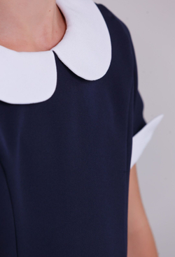 Платье школьное для девочки на последний звонок на первое 1 сентября СССР синее короткий рукав