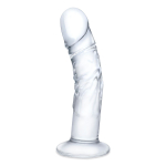Стеклянный фаллоимитатор из стекла 7’’ Curved Realistic Glass Dildo With Veins - 15,9 см. (Цвет: прозрачный)