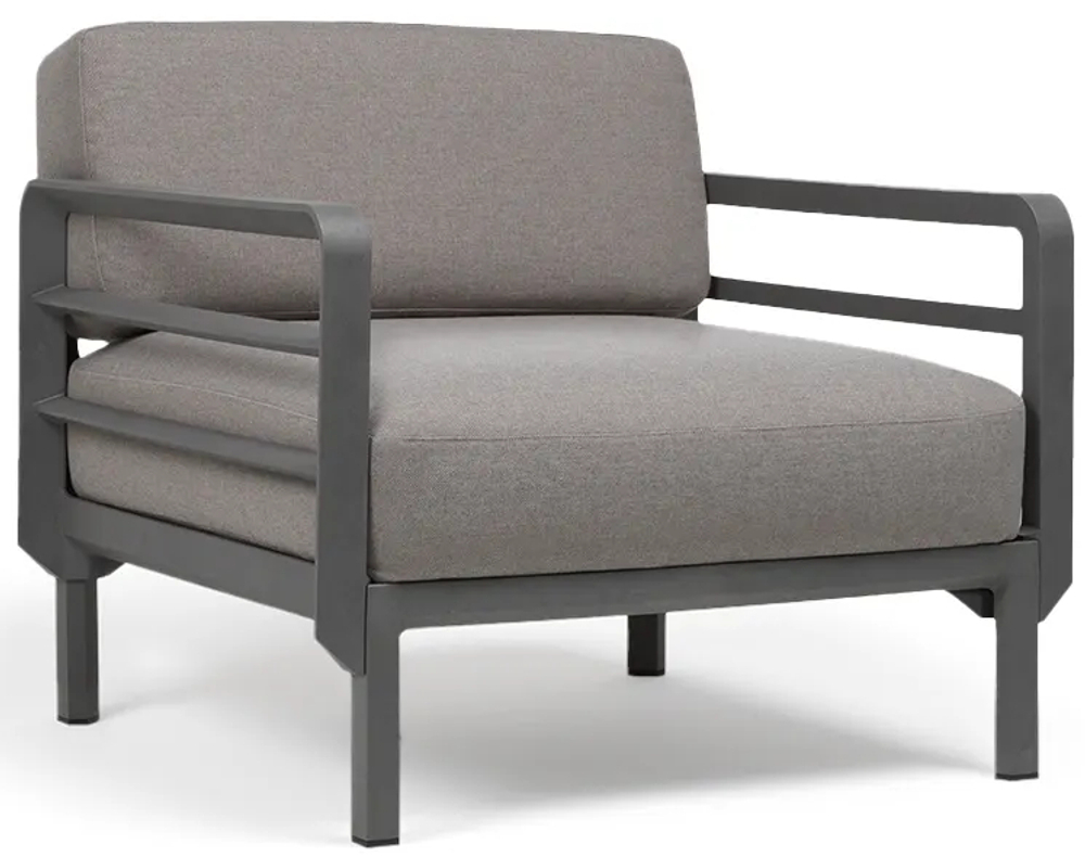 Кресло пластиковое с подушками Nardi Maximo Poltrona, базальт, лава