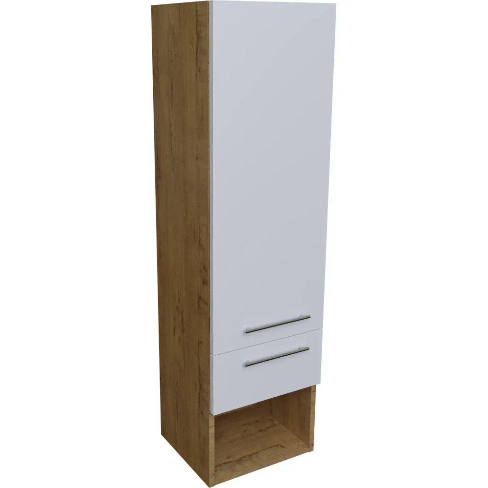 Шкаф SV_Пенал подвесной Уно правый, дуб Бунратти, ПВХ Белый глянец