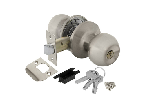 Замок шар Никель матовый с ключом,фиксатором 6082 SN-E