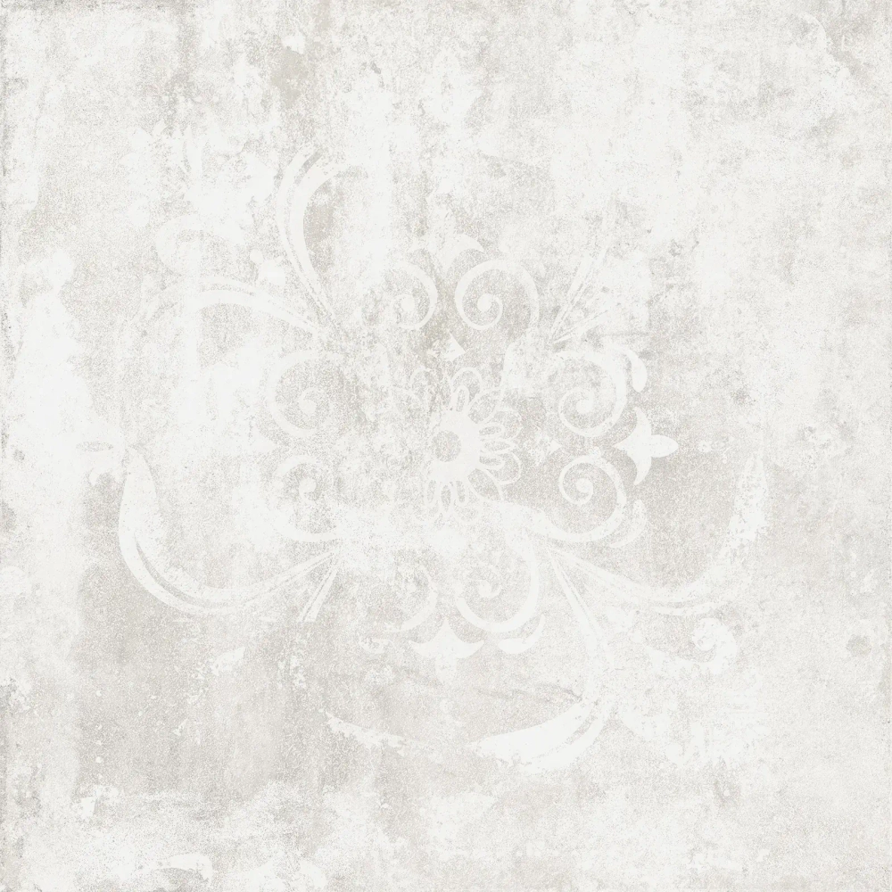 Керамогранит Alma Ceramica GFU6060TTM17R Totem 60x60 белый / серый светлый глазурованный матовый / противоскользящий под бетон / с орнаментом