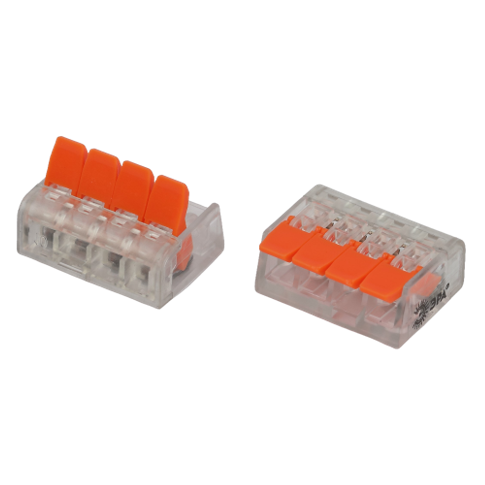 Клемма ЭРА NO-225-351 универсальная 221-414 компактная с рычагами 4-проводная 0.2-4 мм2 (упаковка 20 шт.)