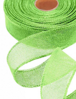 Лента Льняная 4см х 28м с проволокой (Зеленый)