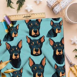 Ткань премиум шифон серьезные псы на голубом