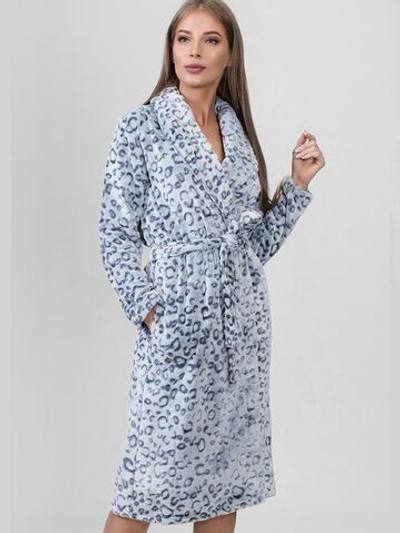 Длинный халатик с леопардовым принтом (Размер: L) (Цвет: серый)