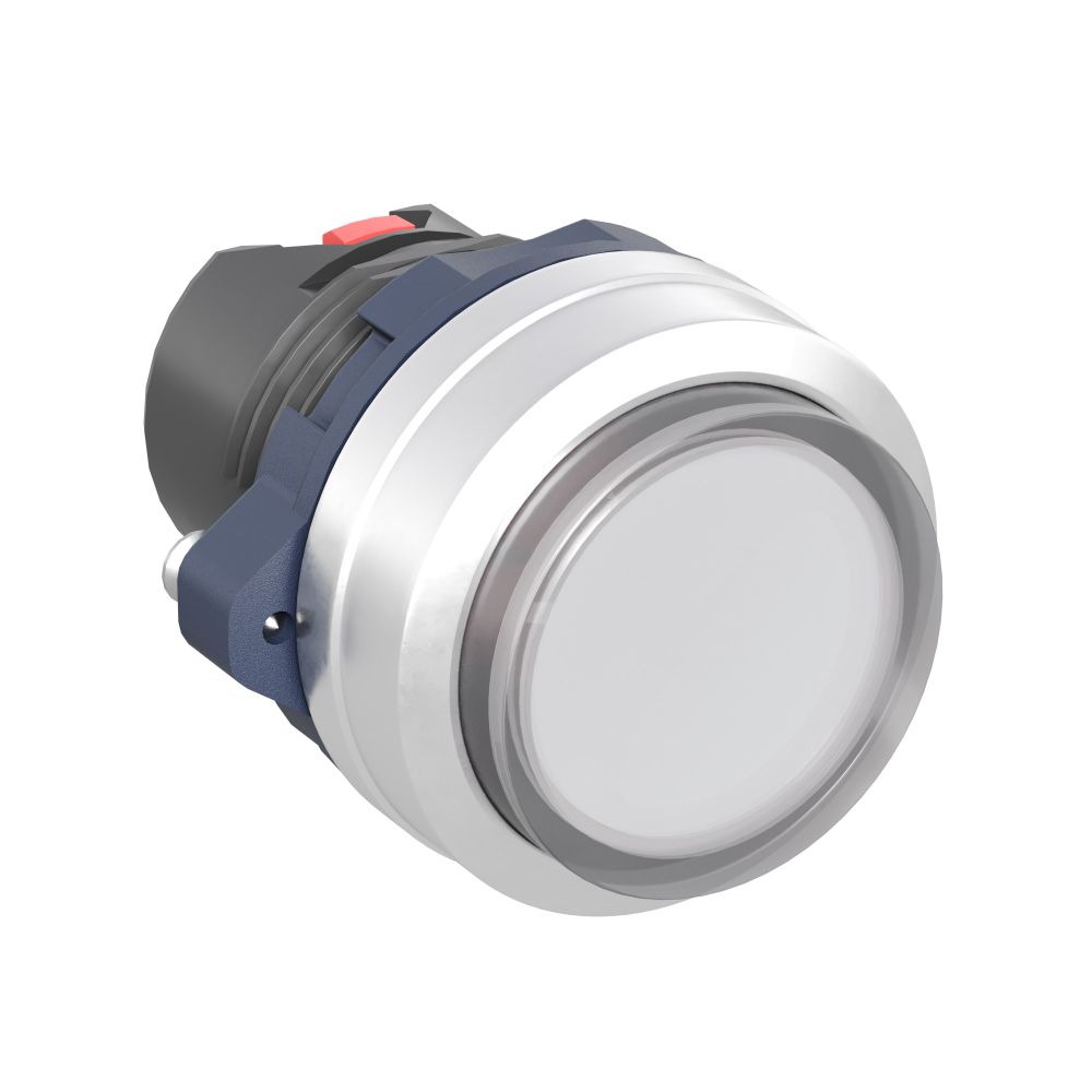 Головка кнопки выпуклая прозрачная с фиксацией, белая, алюминий