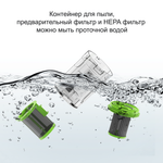 Пылесос вертикальный акк. Greenworks SV24532, 24V, б/щет, 350 Вт, 21 кПа, электрощетка, 3 насадки, LED, белый+зеленый, 1х4Ач и ЗУ (4702007UB)