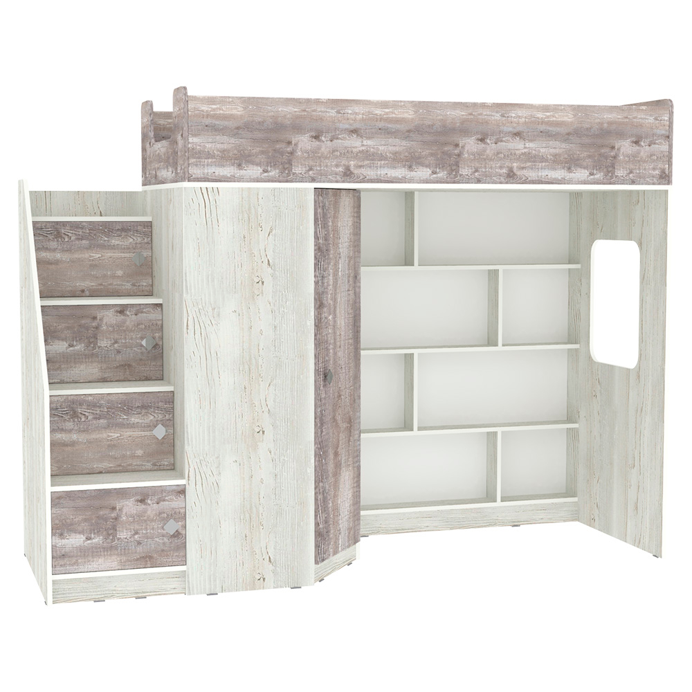 Кровать-чердак КарИВи Л-В602.3 75x175 Винтерберг Бетон