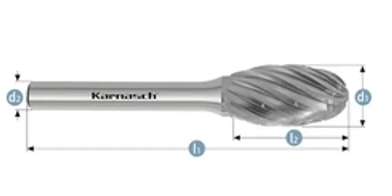 Борфреза твердосплавная Karnasch форма M, 6х18х6х50 мм, насечка HP-3 PRO, покрытие Green-Tec, арт. 11.6099-010