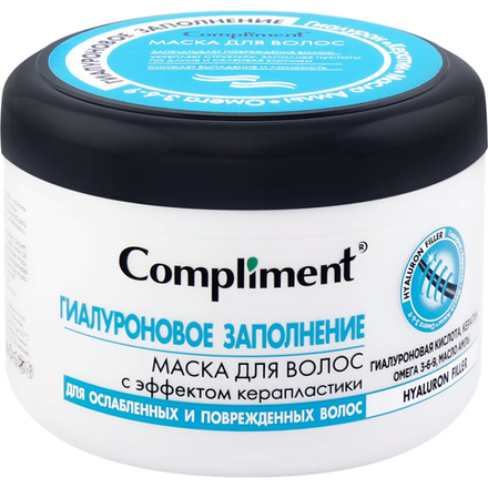 Маска для волос Compliment Гиалуроновое заполнение С эффектом керапластики 500 мл