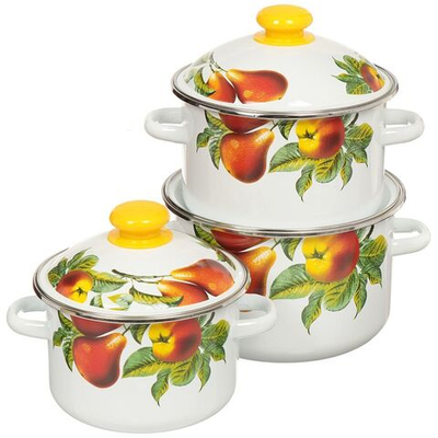 Набор эмалированной посуды 6 пр, кастрюли 2,3,4 л, Сиб товары, Дары лета 15, N15B62