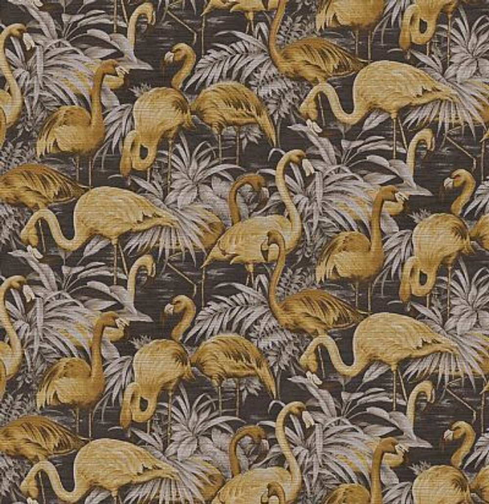 обои темные с фламинго 31540