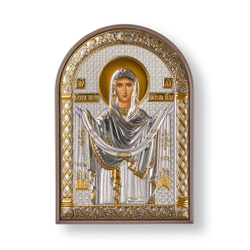 Покрова БМ, икона арочная, пластик коричневый 62x88