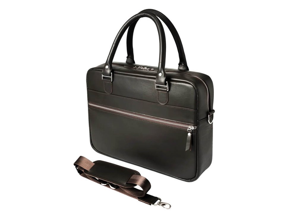 Деловая сумка из натуральной кожи "Alverio Brown"