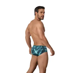 Мужские плавки синие с принтом Clever Moda MADERO SWIMSUIT BRIEF 155307