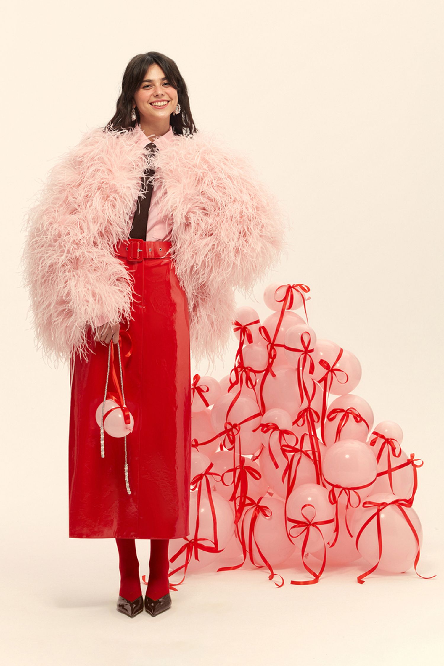 Юбка миди (Лаковый кусочек), красная