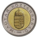 ВЕНГРИЯ, 1996, 100 FORINT [PRÓBAVERET (ПРОБНАЯ МОНЕТА)] [БИМЕТАЛЛ]