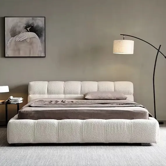Кровать Tufty 180х200, белое букле