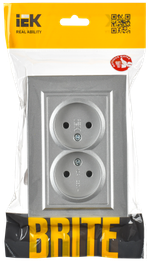 BRITE Розетка 2-местная без заземления без защитных шторок 10А в сборе РС12-2-БрА алюминий IEK