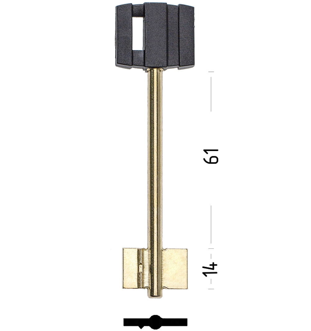Заготовка сувальдного ключа 14198 BRD4DP (желтый)