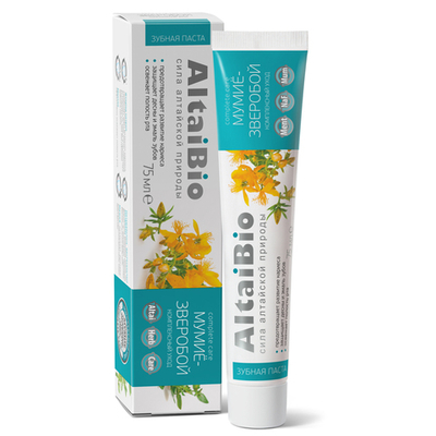 Зубная паста AltaiBio Мумиё-зверобой Комплексный уход, 75 мл, Две линии