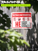Табличка для частной территории "Частная собственность", на дом, для участка, организаций, предупреждающая, 40х30 см, Silver Plane x Айдентика Технолоджи