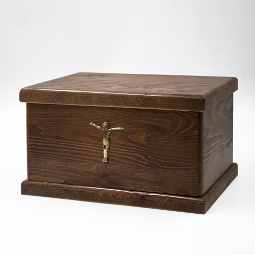 Урна для праха ясень "Завет" коричневая Распятие