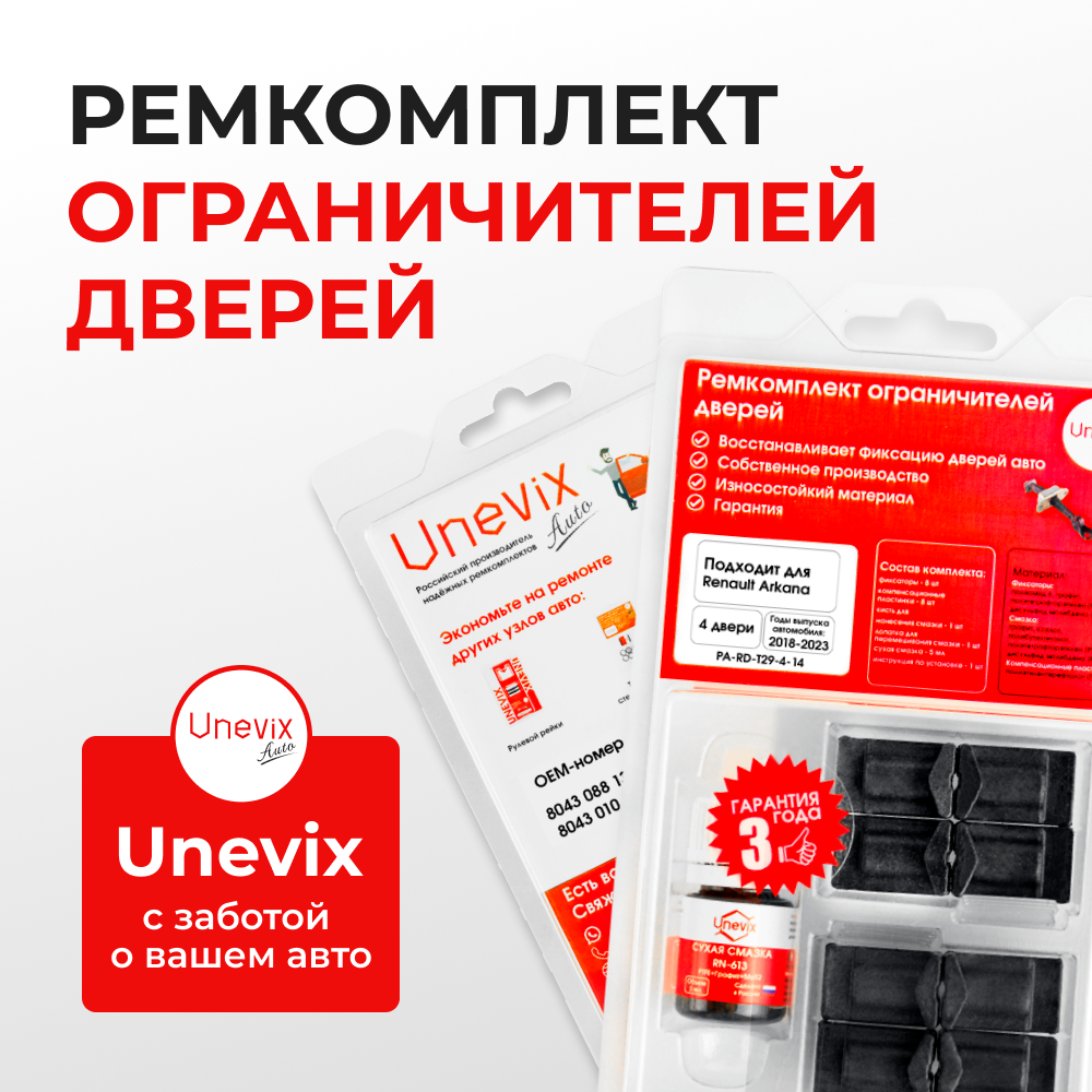 Ремкомплект ограничителей дверей Renault Arkana (I) (4 двери, тип 29) 2018-2023