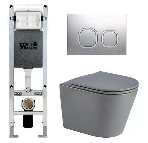 Унитаз с инсталляцией WeltWasser AMBERG 350 ST + SALZBACH 043 MT-GR + AMBERG RD-CR
