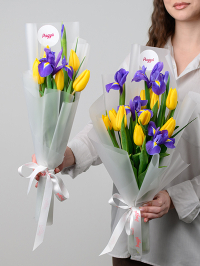 Дуо букет Ирисы и Тюльпаны