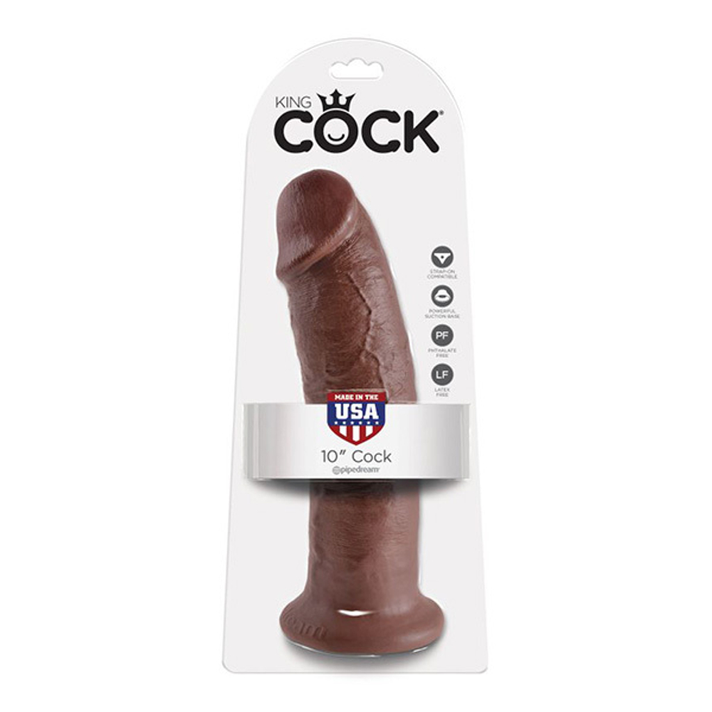 Коричневый реалистичный фаллоимитатор-гигант 25,4см на присоске PipeDream King Cock 10 Realistic Dildo Brown 5505-29