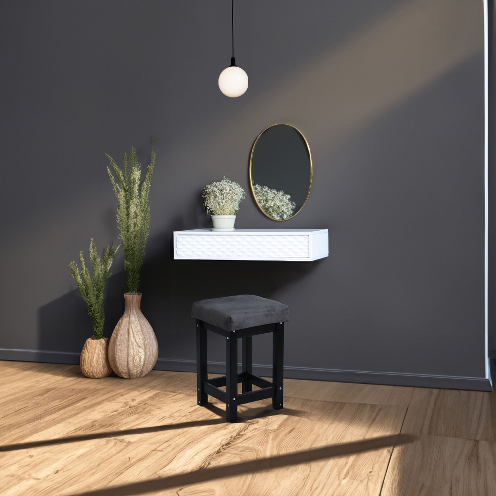 Туалетный столик консоль подвесной белый с выдвижным ящиком