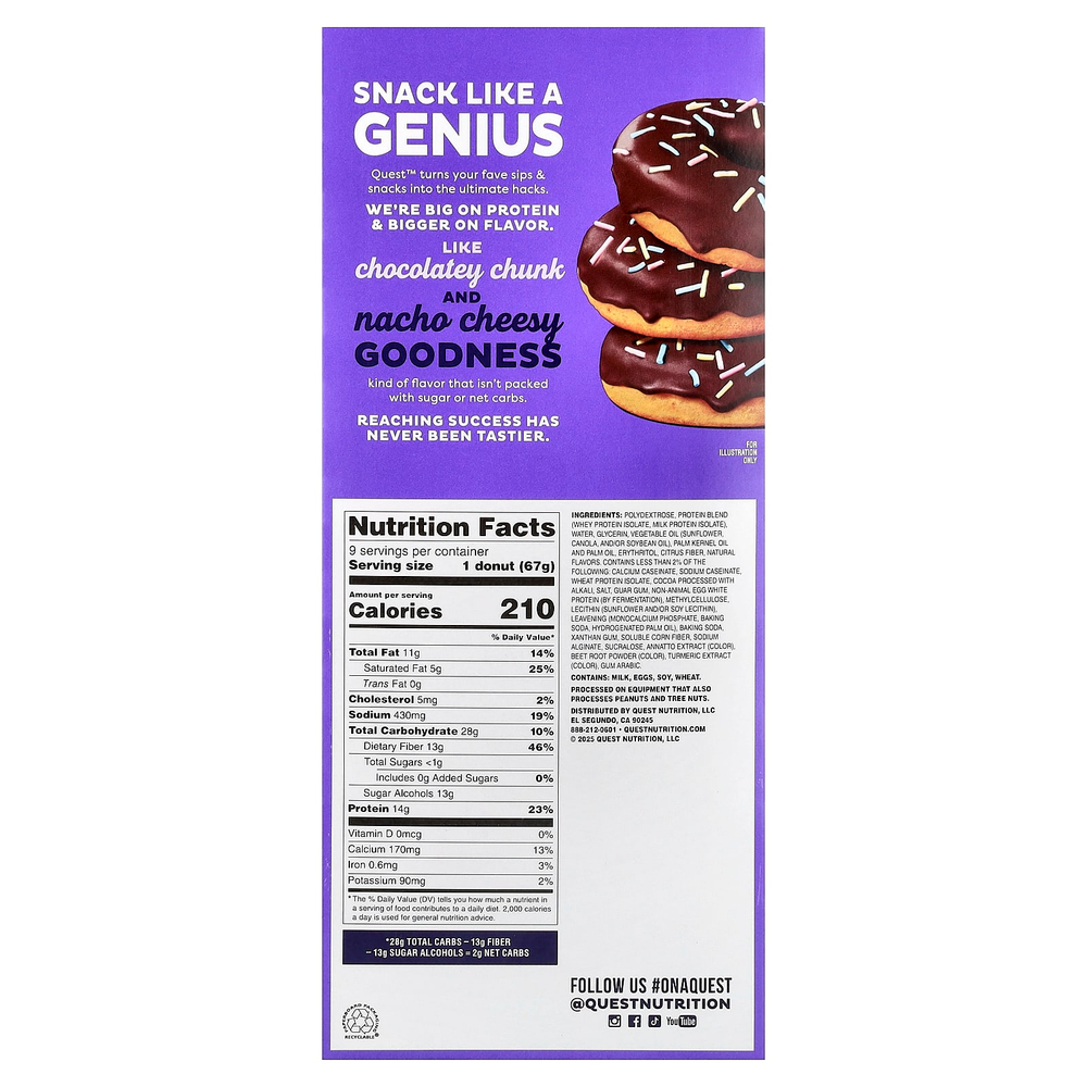 Quest Nutrition, Bake Shop Donuts, пончики для выпечки, в шоколадной глазури, 9 пончиков по 67 г (2,36 унции)