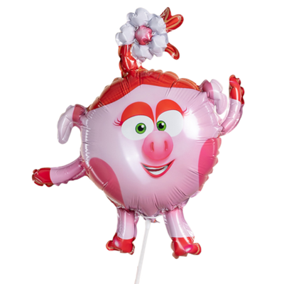 Шар (17''/43 см) Смешарики, Нюша на палочке