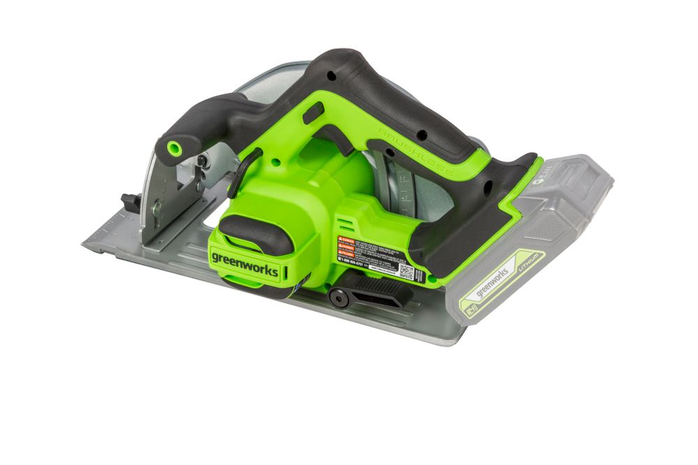 Дисковая пила акк. Greenworks GD24CS, 24V,б/щет,185х20мм, 4500 об/мин, рез 63мм,1х5Ач,ЗУ,кор (1500907CUG)