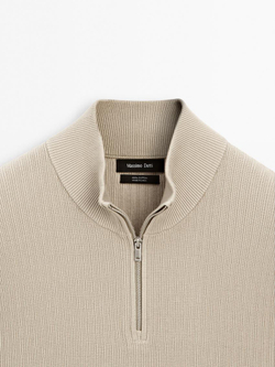 Massimo Dutti Свитер с воротником-стойкой, дымчатый