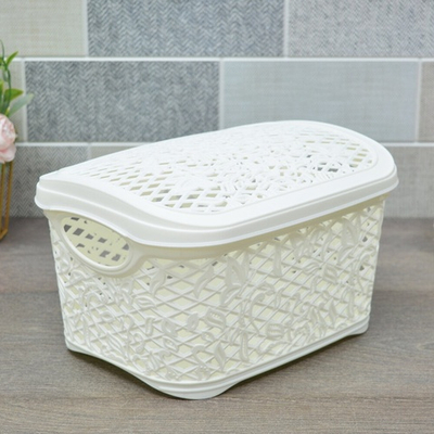 Корзина для хранения 3,3л с крышкой "Keeplex Fiori" 24,2*18*14см, белое облако